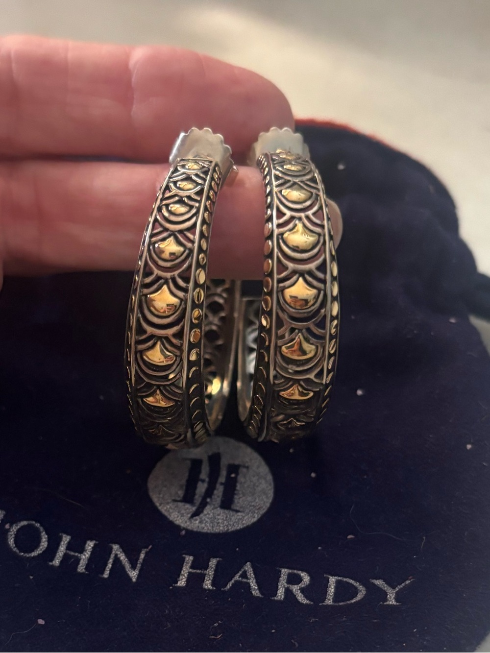 John Hardy Sterling Silver & 18K Gold Classic Chain Hoop Earrings